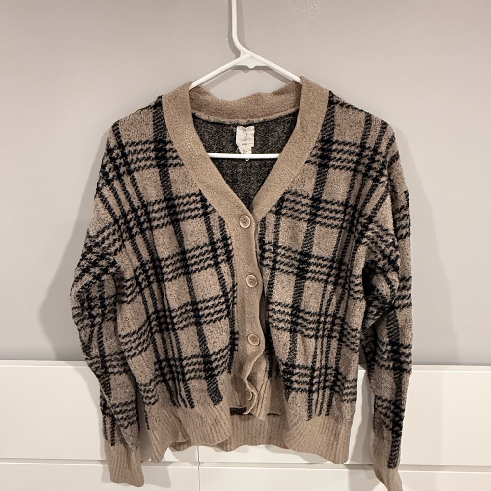 Plaid Button-Up Sweater